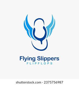 Flying flip flop slippers logo design
