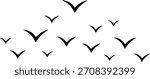 Flying flock of birds vector silhouette on white background illustration