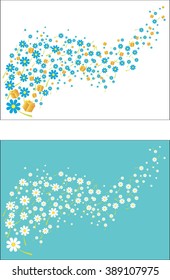 Flying flowers and gifts. Vector illustration
