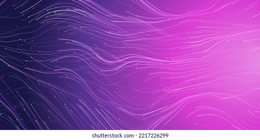 Flying, Flowing Energy Lines Pattern in Glowing Purple Deep Space, Starry Sky Around - Modern Style Futuristic Technology or Astronomy Concept Background,Generative Art,Creative Template,Vector Design svg
