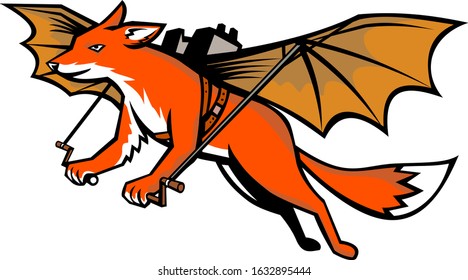 Flying Fox With Mechanical Wings Mascot