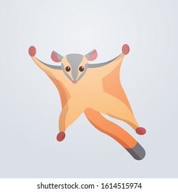 flying fox sugar glider icon cartoon endangered wild animal pteropus vampyrus symbol with shadow wildlife species fauna concept flat vector illustration