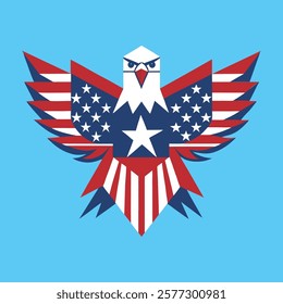 Flying freedom flag-inspired eagle design