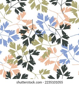Flying Fuchsia Leaves On White. Floral Spring Illustration. ink imprints meadow grass. 