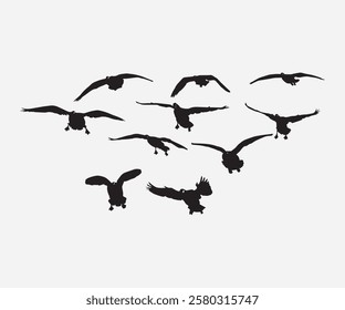 flying geese silhouette. free vector illustration