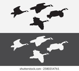 flying geese silhouette set. free vector illustration