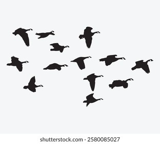 flying geese silhouette vector set. free vector illustration