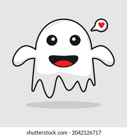 flying ghost boo funny cartoon vector illustration for halloween party 