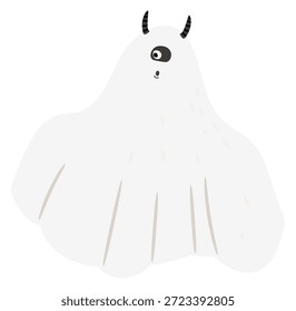 Personaje fantasma volador. Dibujos animados malvado monstruo espeluznante