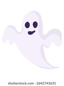 Flying ghost in doodle style, character vector illustration for halloween design or decoration