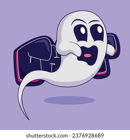 Flying ghost funny character vector