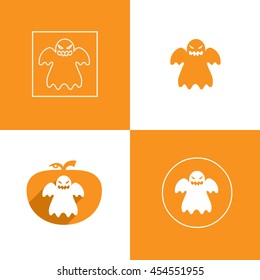 flying ghost halloween icon