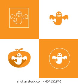 flying ghost halloween with tail icon