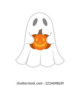 Flying ghost holding pumpkin
