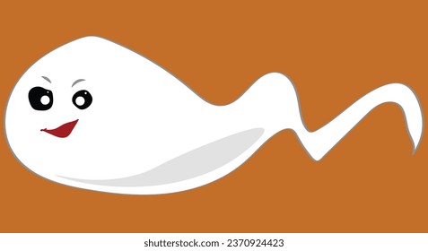 flying ghost from right to left white ghost halloween background orange spirit spookey