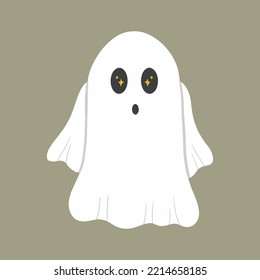 Flying Ghost Scary Gesture Cute White Costume Illustration Hand Drawn Flat Design Halloween Day Asset Element on October  