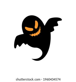 Flying ghostly spirit. Happy Halloween. Scary ghosts. Cute cartoon spooky character. Flat design. Vector illustration.