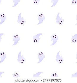 Flying ghosts vector seamless pattern. Packaging design, wrapping paper, background, backdrop