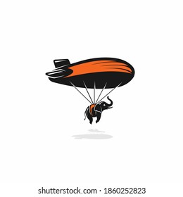 flying giant logo with elephant concept