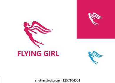 Flying Girl Logo Template Design Vector, Emblem, Design Concept, Creative Symbol, Icon