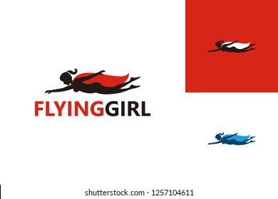 Flying Girl Logo Template Design Vector, Emblem, Design Concept, Creative Symbol, Icon