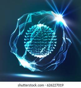 Flying Glowing Particles. Abstract Graphics. 3D Vector Illustration.
