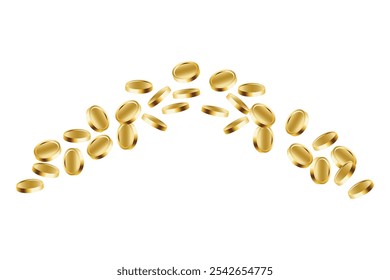 Flying gold coins 3d vector illustration.