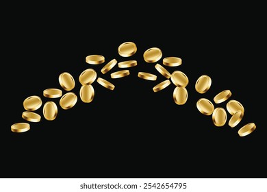 Fliegende Goldmünzen 3D-Vektorgrafik.