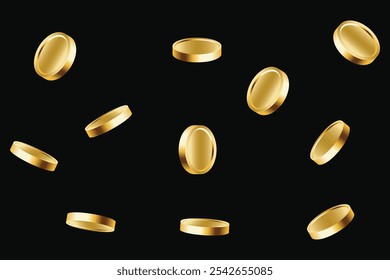 Flying moedas de ouro 3d ilustração vetorial.