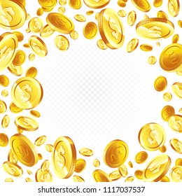 Flying gold coins. illustration, isolated background.