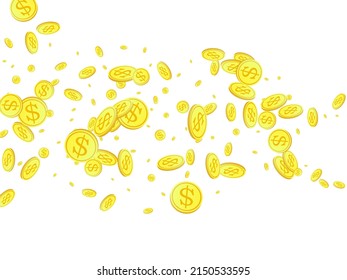 Flying gold coins vector illustration. Isolated on transparent background. Gold coins on white background. Applicable for gaming, gambling, jackpot illustration.