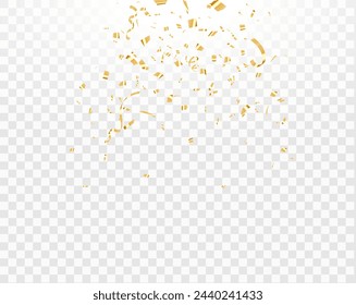 Flying gold confetti decoration elements. Vector illustration