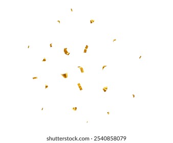 Flying gold confetti tinsel. Decoration for carnival party, holiday event, birthday, Valentines day, New Year, Christmas, Wedding ceremony. Vector illustration