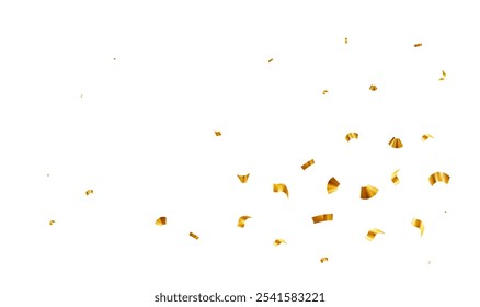 Flying gold confetti tinsel. Decoration for carnival party, holiday event, birthday, Valentines day, New Year, Christmas, Wedding ceremony. Vector illustration