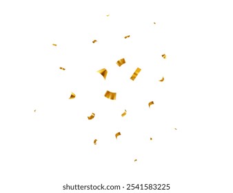 Flying gold confetti tinsel. Decoration for carnival party, holiday event, birthday, Valentines day, New Year, Christmas, Wedding ceremony. Vector illustration
