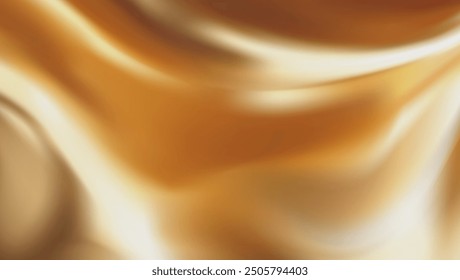 Fliegende goldene Seide Textil Stoff Flagge Hintergrund. Glatt eleganter goldener Satin Einzeln auf weißem Hintergrund.Gelb flattert im Wind. verwendete Maschenwerkzeuge 