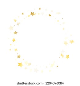 Flying gold star sparkle vector with white background. Awesome gold gradient christmas sparkles glitter geometric star pattern. Christmas starburst magical pattern.