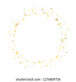 Flying gold star sparkle vector with white background. Stylish gold gradient christmas sparkles glitter geometric star pattern. Birthday confetti glitter flying pattern.