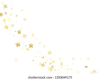 Flying gold star sparkle vector with white background. Premium gold gradient christmas sparkles glitter geometric star pattern. Christmas starburst magical pattern.