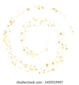 Flying gold star sparkle vector with white background. Flying gold gradient christmas sparkles glitter geometric star pattern. New Year starburst magical pattern.