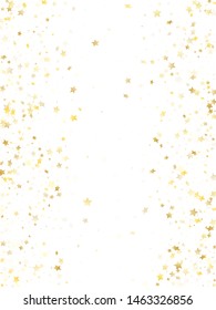 Flying gold star sparkle vector with white background. Flying gold gradient christmas sparkles glitter geometric star pattern. Birthday starburst flying pattern.