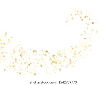 Flying gold star sparkle vector with white background. Cool gold gradient christmas sparkles glitter geometric star pattern. Party confetti glitter flying pattern.