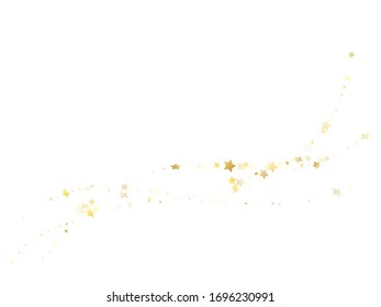 Vector espumoso estrella dorada volador con fondo blanco. Unas hermosas navidades de gradiente dorado brillan con un patrón de estrella geométrica. Los tintos de cumpleaños esparcen fondo volador.