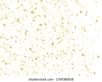 Flying gold star sparkle vector with white background. Decorative gold gradient christmas sparkles glitter geometric star pattern. Birthday confetti glitter flying pattern.