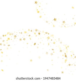 Flying gold star sparkle vector with white background. Stylish gold gradient christmas sparkles glitter geometric star pattern. Christmas tinsels scatter flying pattern.