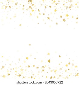 Flying gold star sparkle vector with white background. Vintage gold gradient christmas sparkles glitter geometric star pattern. Christmas starburst flying backdrop.
