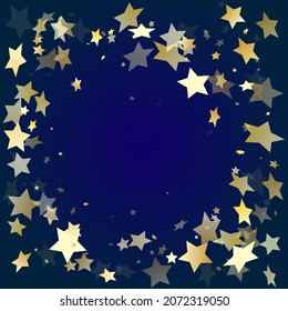 Flying gold star sparkle vector with white background. Rich gold gradient christmas sparkles glitter geometric star pattern. Party starburst magical backdrop.