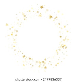 Flying gold star sparkle vector with white background. Abstract gold gradient christmas sparkles glitter geometric star pattern. Party starburst scatter backdrop.