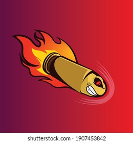 Flying Golden Bullet On Fire Mascot Stock Vector (Royalty Free ...