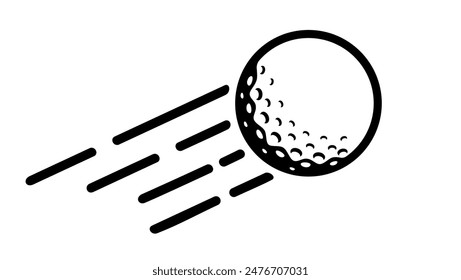 flying golf ball, black isolated silhouette